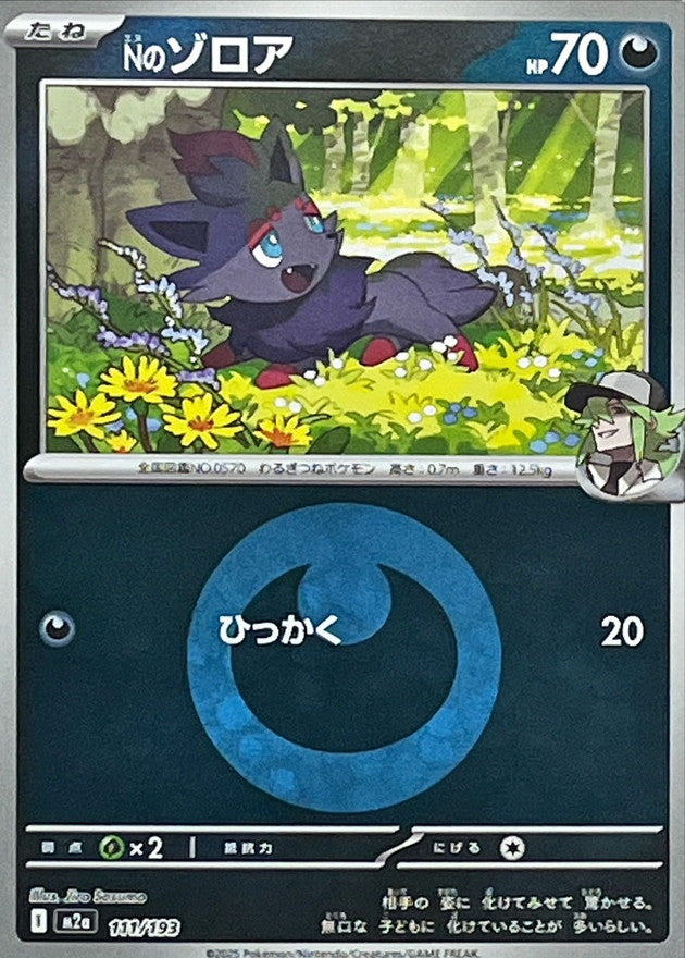 japanese dark energy pokemon card M2a] N's Zorua 111/193〈〉Darkness Energy Holo